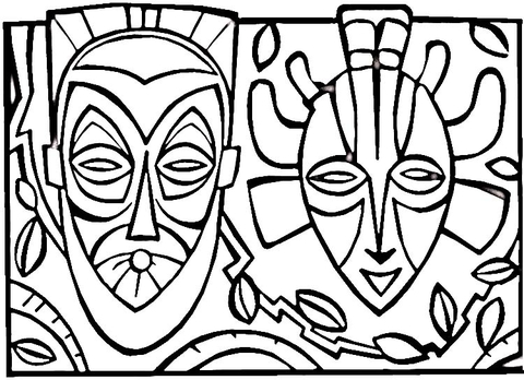 480x348 African Tribal Masks Coloring Sheets Coloring