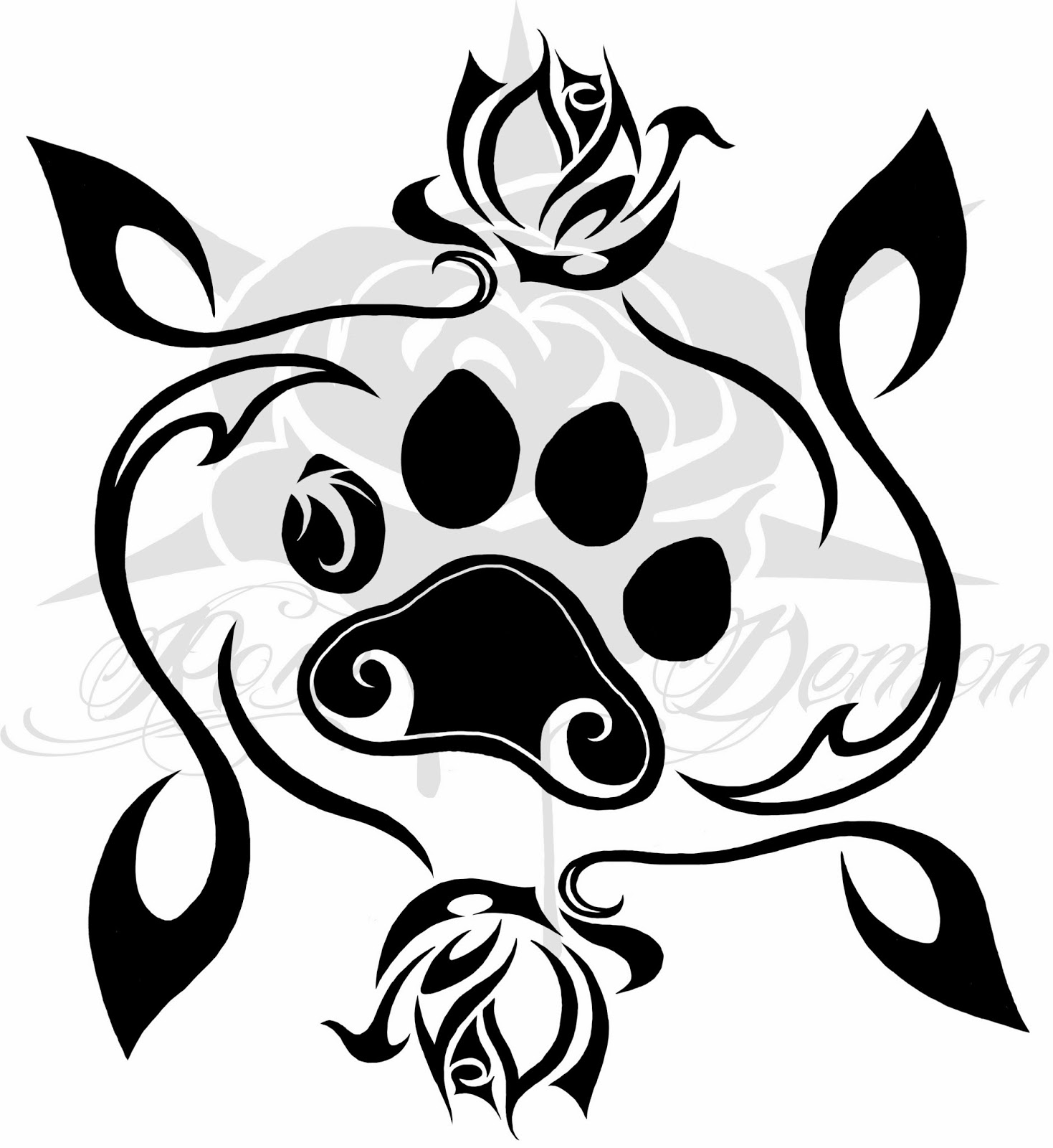 1469x1600 Ruth's Art Portfolio Tribal Rose Paw Tattoo