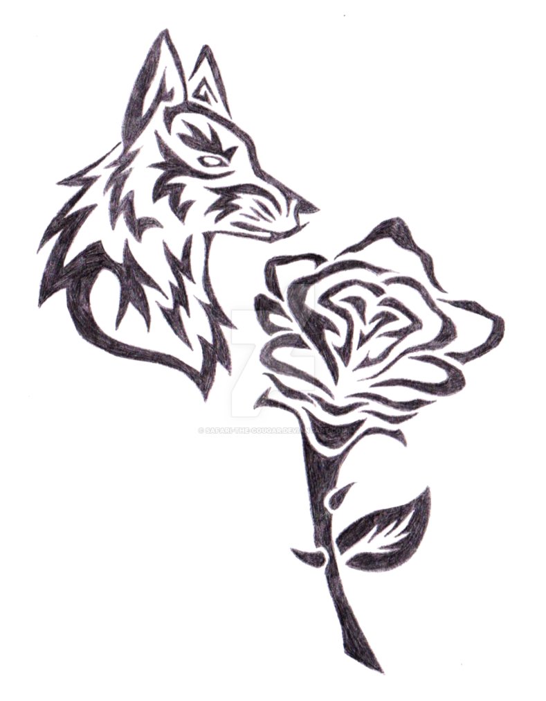 789x1012 Tribal Wolf W Rose By Shay Wolf