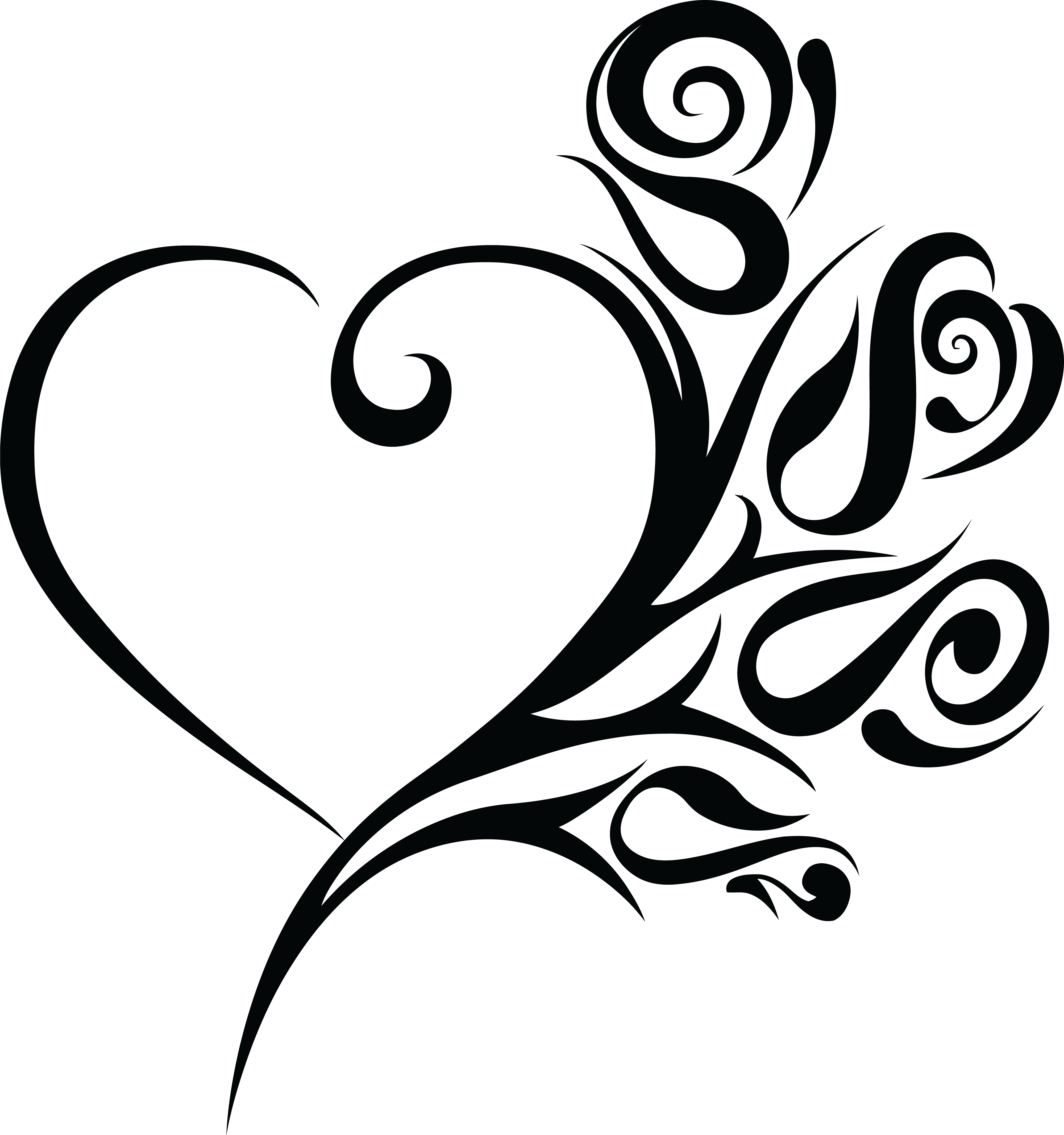 4000x4266 Free Clipart Of A Heart Wedding Frame With Black And White Tribal