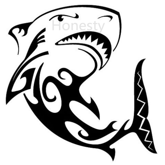 640x640 Shark Angry Tribal Silhouette Wall Home Glass Window Door Car