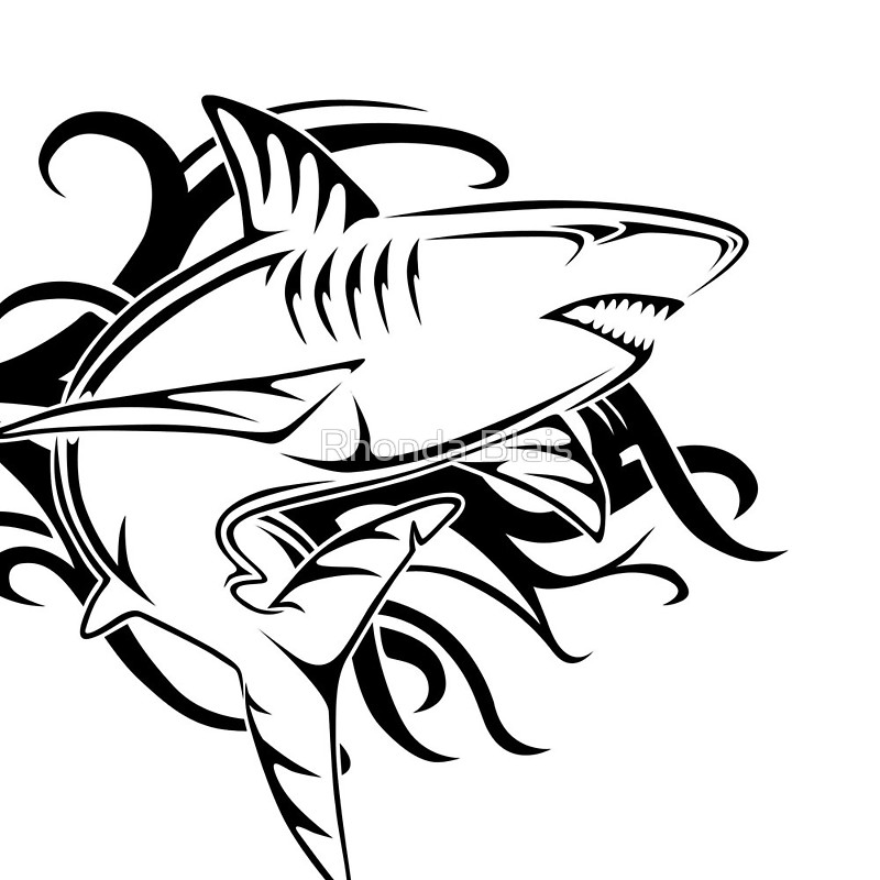 800x800 Tribal Shark 2 Throw Pillows By Rhonda Blais Redbubble