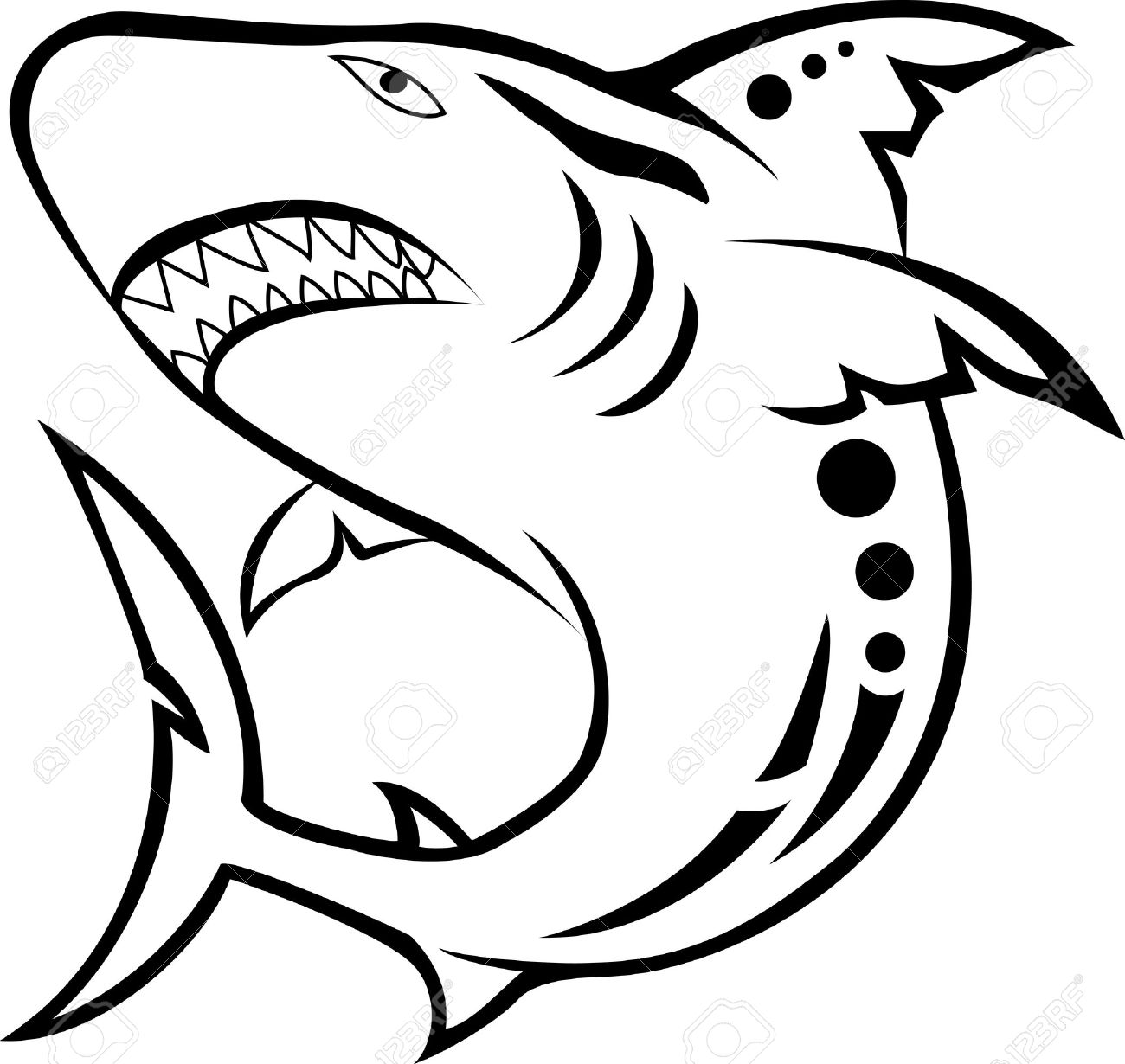 1300x1230 Angry Shark Tribal Tattoo Royalty Free Cliparts, Vectors,