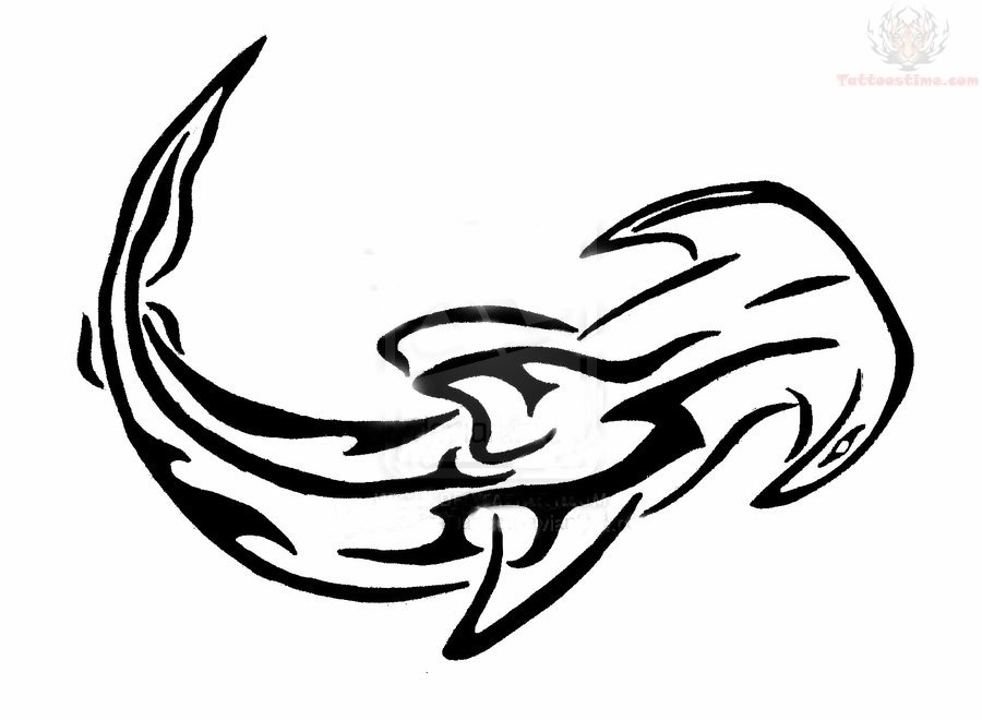 900x660 Black Hammerhead Tribal Shark Tattoo Design