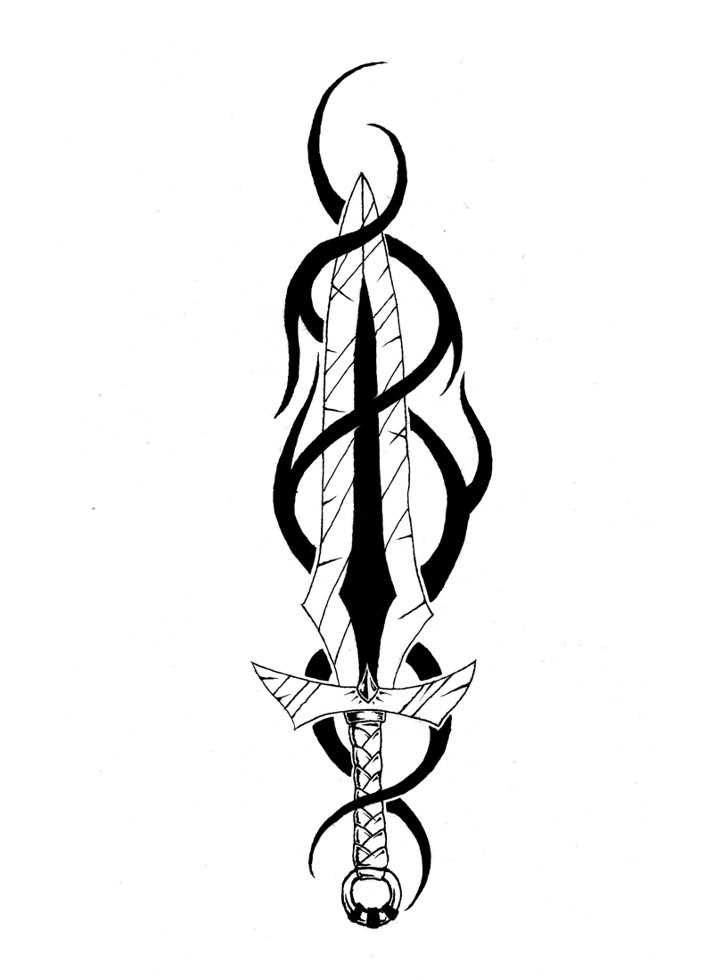 800x1100 Collection Of Tribal Snakes And Sword Tattoos Sketch