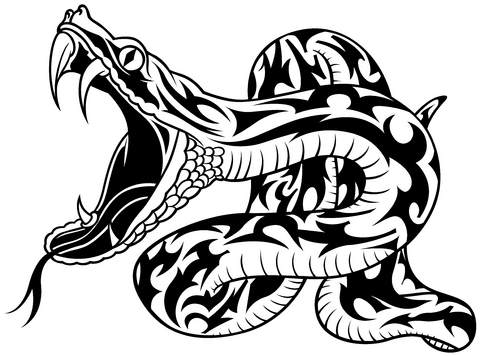 480x356 Classic Black Tribal Snake Tattoo Design