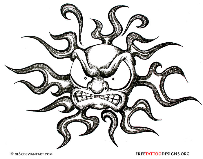 700x548 Evil Tattoo Flash Art 65 Sun Tattoos Tribal Sun Tattoo Designs
