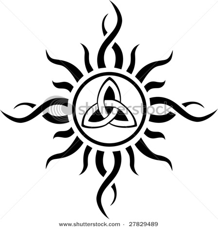 448x470 Stock Vector Celtic Tribal Sun Symbol With Trinity By