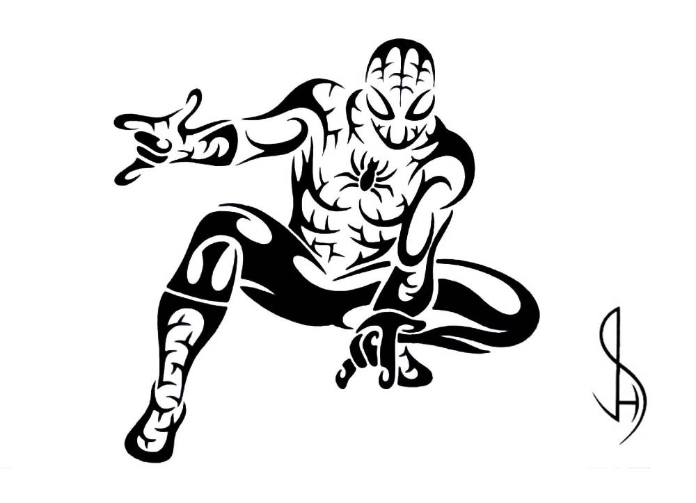1000x724 Drawn Spiderman Tribal