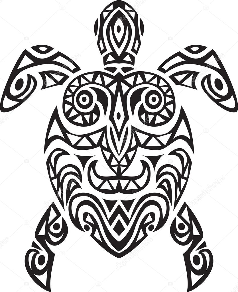 835x1024 Turtle Tribal Tattoo Stock Vector Dagadu