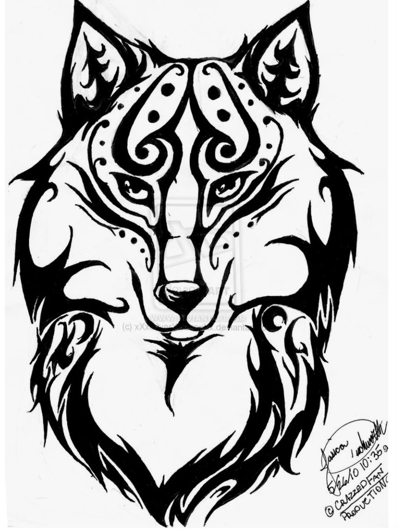 774x1031 Tribal Wolf Head By Jocossie