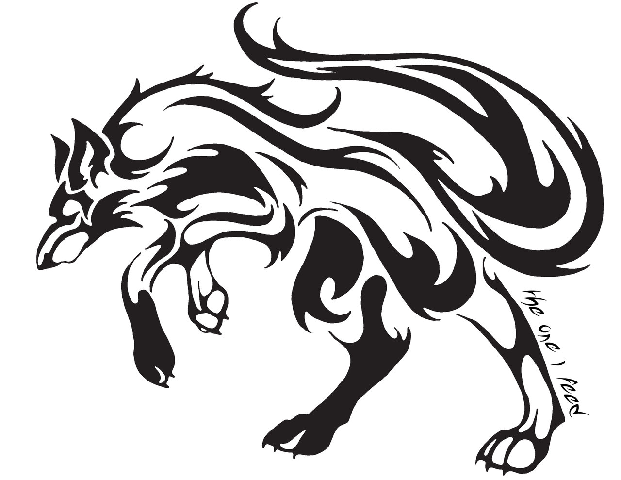 1280x989 Tribal Wolf Tattoo By Mireille Rae
