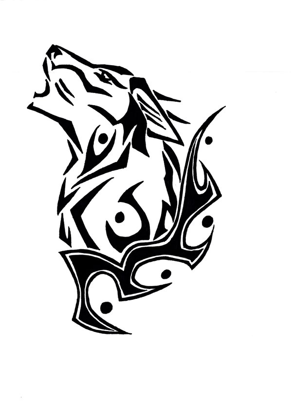 600x826 Beautiful Black Tribal And Wolf Tattoo Design Cartoon Wolf