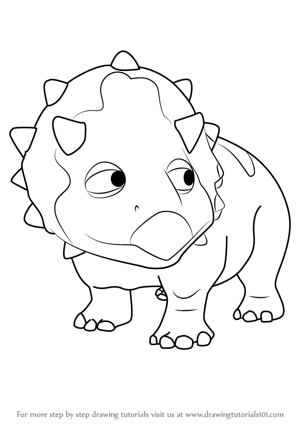 596x843 Learn How To Draw Tuck Triceratops From Dinosaur Train (Dinosaur