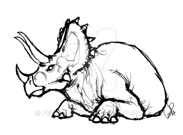 600x443 Triceratops Sketch By Feracursed