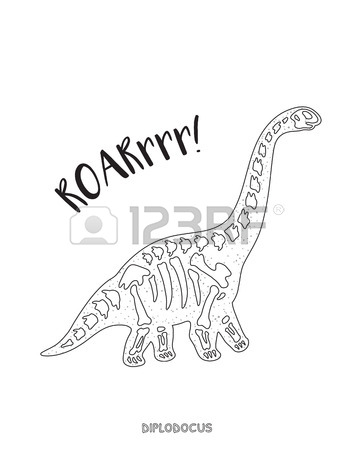 354x450 Diplodocus Skeleton Outline Drawing. Fossil Of A Diplodocus