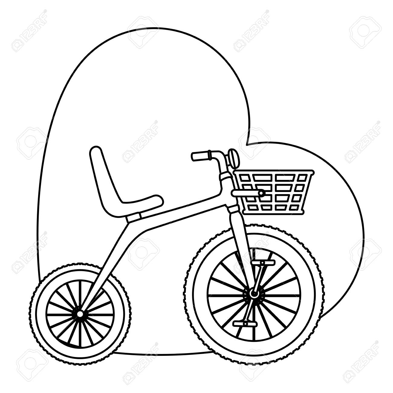 1300x1300 Cute Tricycle With Heart Vector Illustration Design Royalty Free