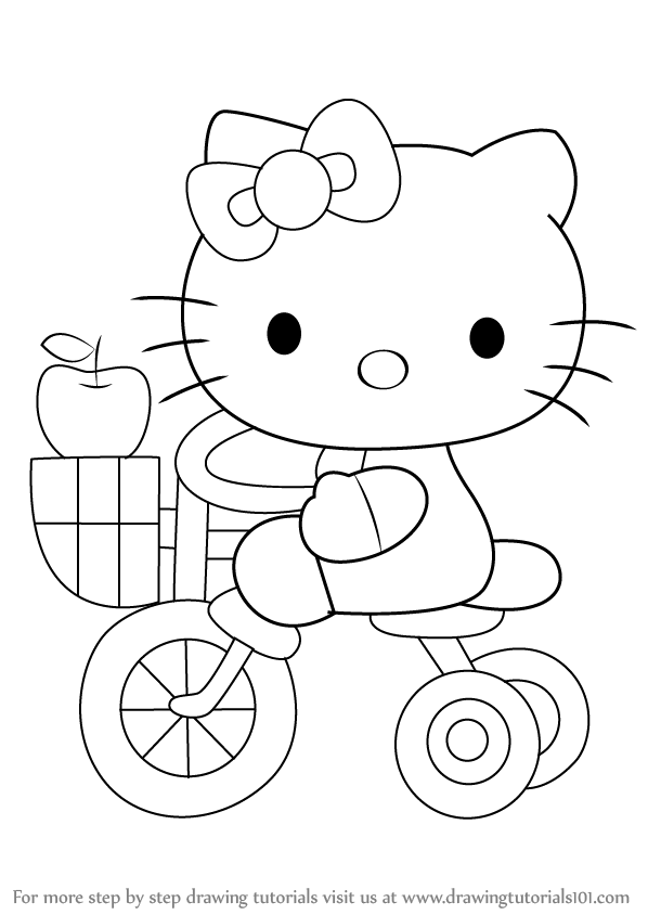 598x844 Learn How To Draw Hello Kitty On Tricycle (Hello Kitty) Step By