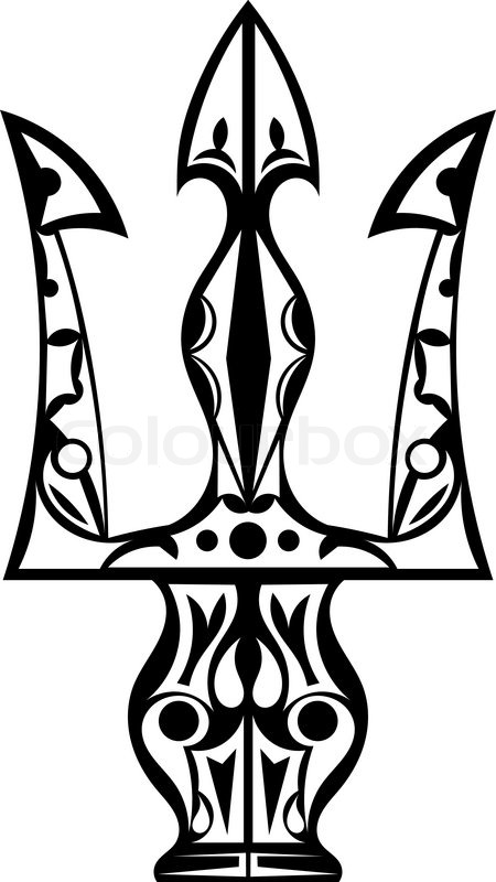 450x800 Black And White Tattoo Trident Stock Vector Colourbox