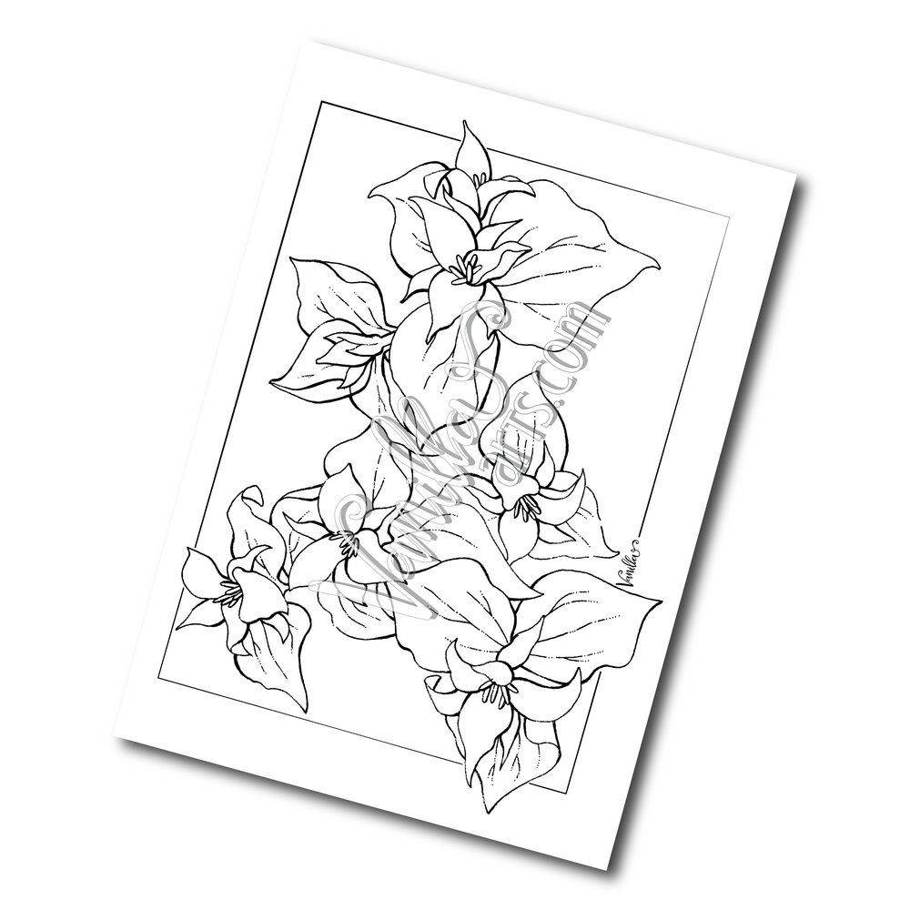 1000x1000 Trillium Full Page Digi Stamp Vanilla Arts Co.