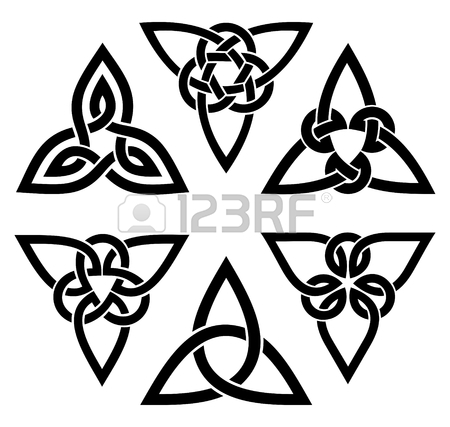 450x427 Vector Celtic Trinity Knot Set, Black On White Royalty Free