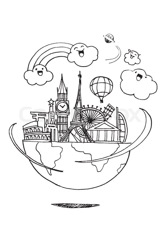 576x800 Travel To World. Road Trip. Tourism. Landmarks On The Globe