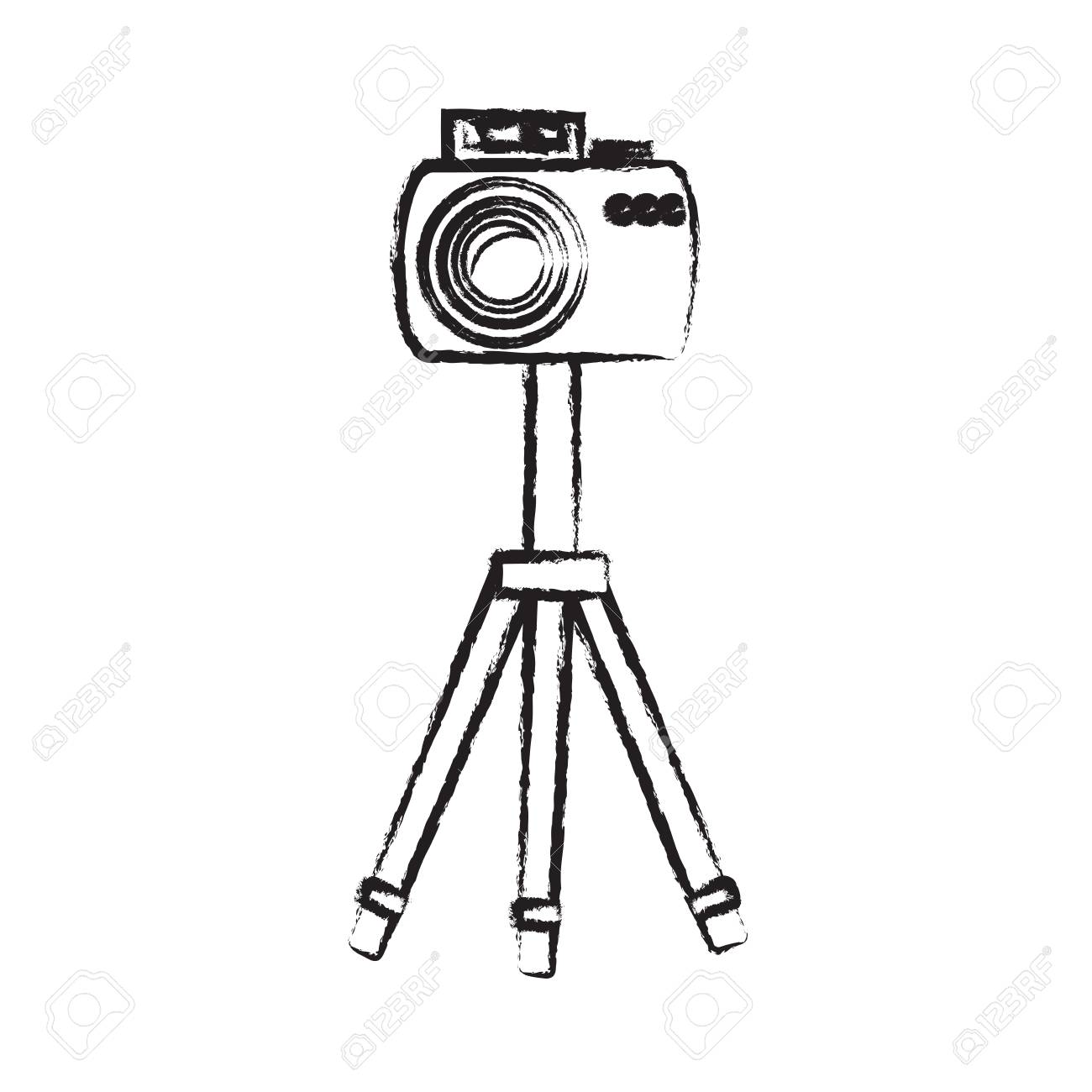 1300x1300 Sketch Of Photographic Camera On The Tripod Icon Over White