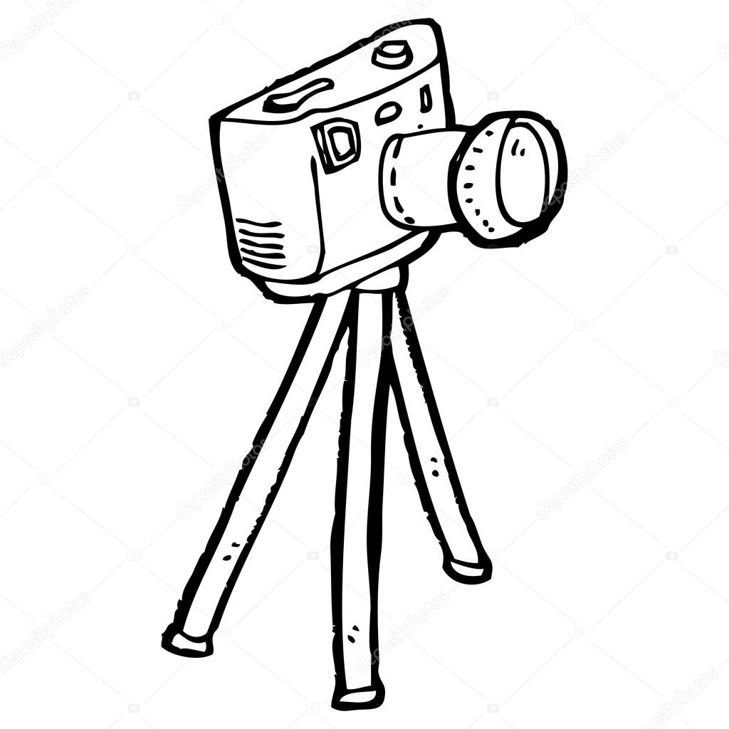 1024x1024 Camera On Tripod Cartoon Stock Vector Lineartestpilot