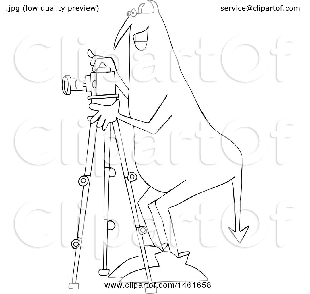 1080x1024 Clipart Of A Chubby Devil Photographer Using A Camera On A Tripod