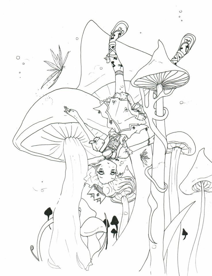 736x958 Trippy Mushroom Coloring Pages