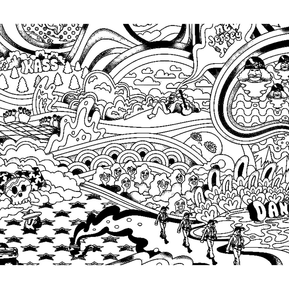 1224x1224 Simple Psychedelic Mushroom Coloring Pages Artistic Printable