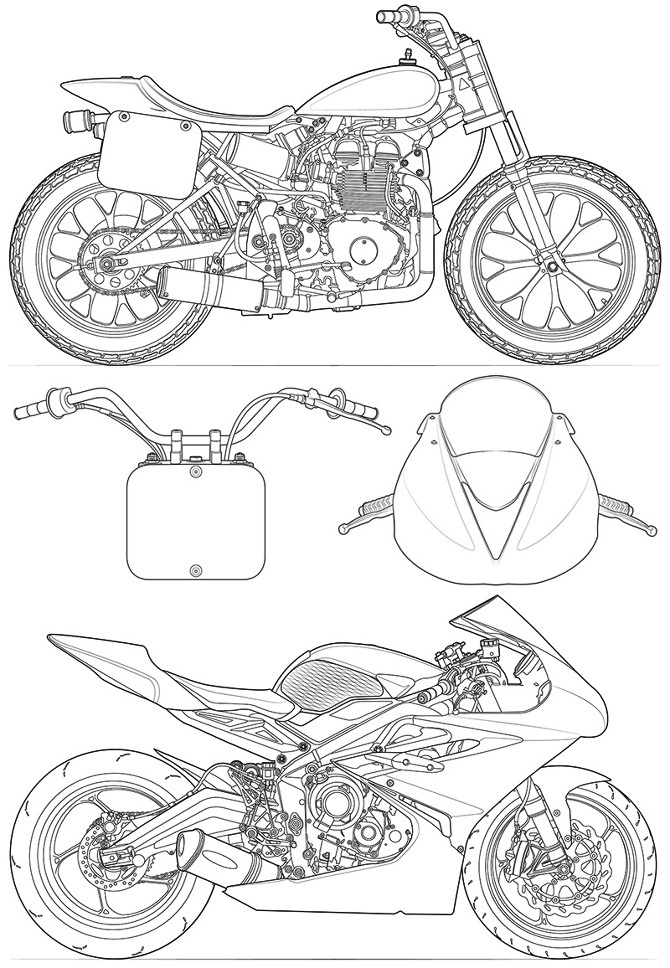 670x968 Triumph Motorcycle Illustrations