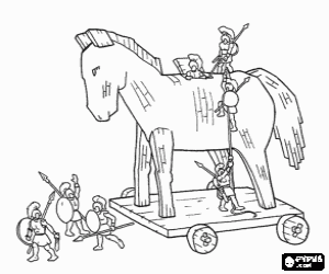 300x250 The Trojan Horse Coloring Page Printable Game
