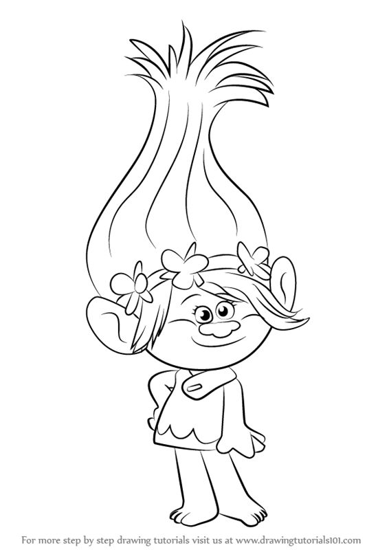 566x800 How To Draw Princess Poppy From Trolls