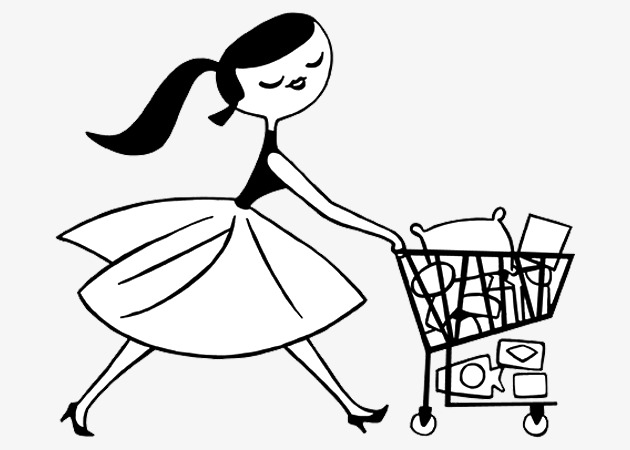 630x450 Line Drawing Stick Figure, Push Cart, Little Girl, Trolley Png