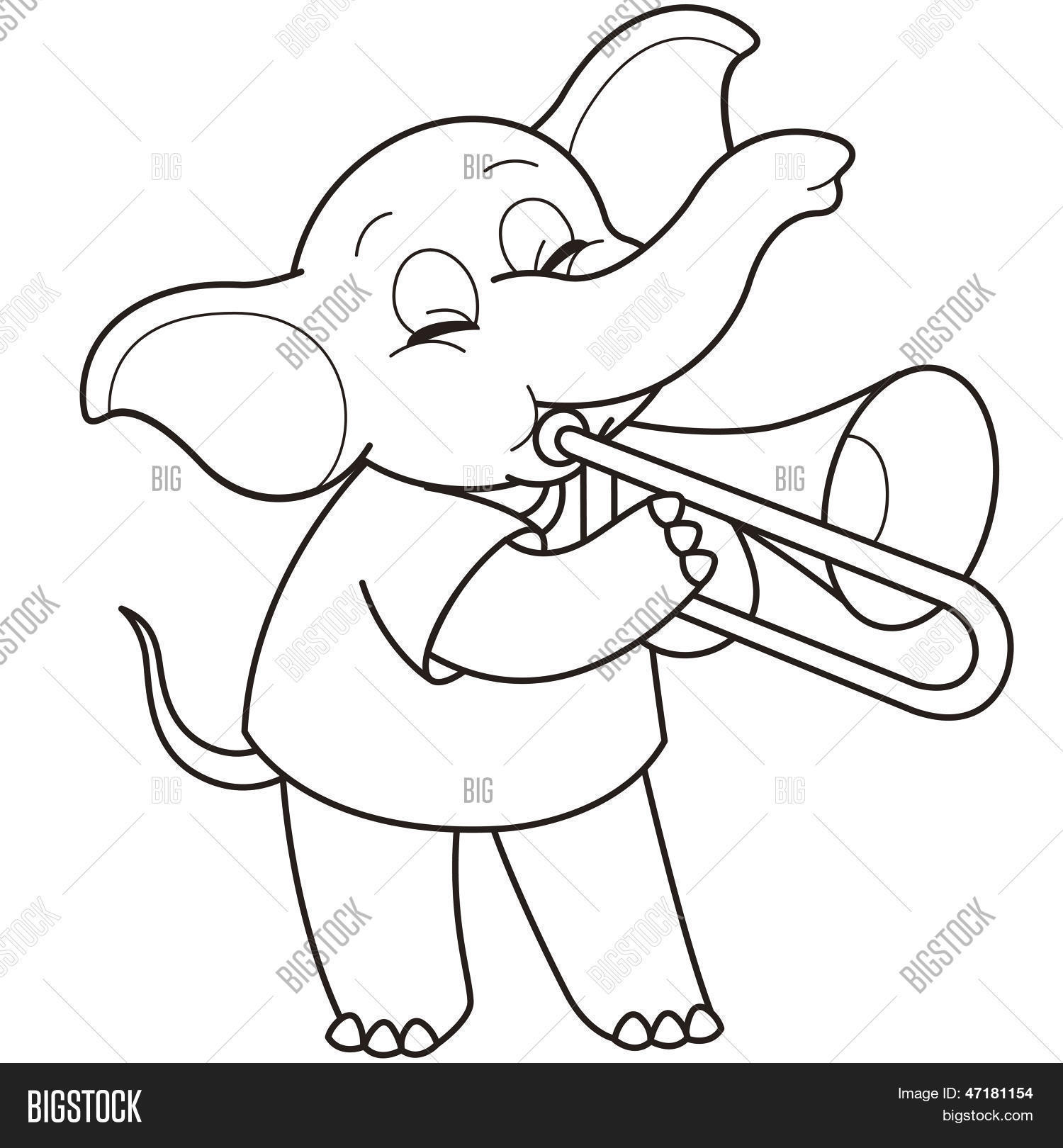 1500x1620 Cartoon Elephant Playing Trombone Vector Amp Photo Bigstock