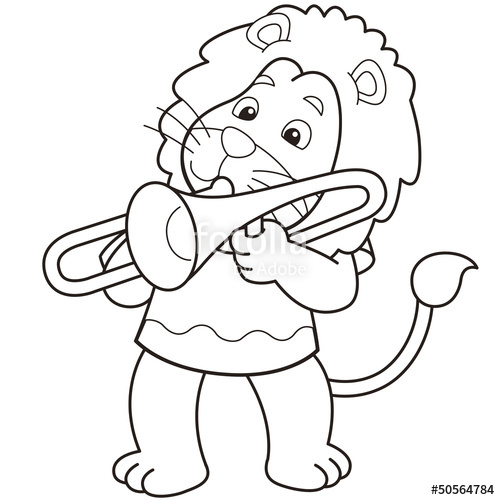 500x500 Cartoon Lion Playing A Trombone Stock Image And Royalty Free