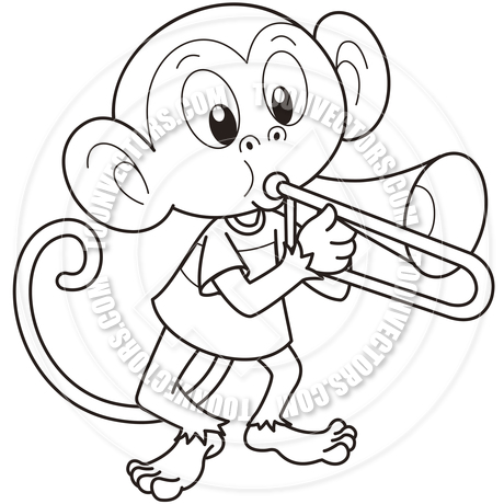 460x460 Cartoon Monkey Playing A Trombone By Toon Vectors
