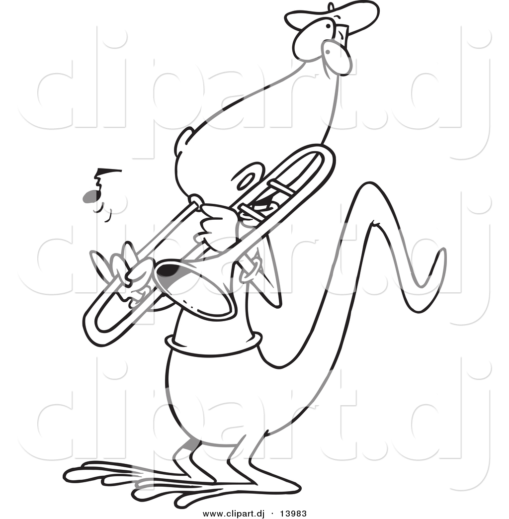 1024x1044 Vector Of Cartoon Lizard Playing A Trombone