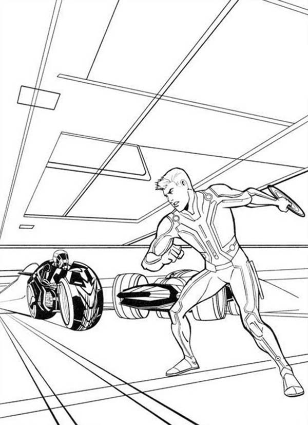 600x827 Tron Sam Flynn With Round Blade Coloring Pages Color Luna