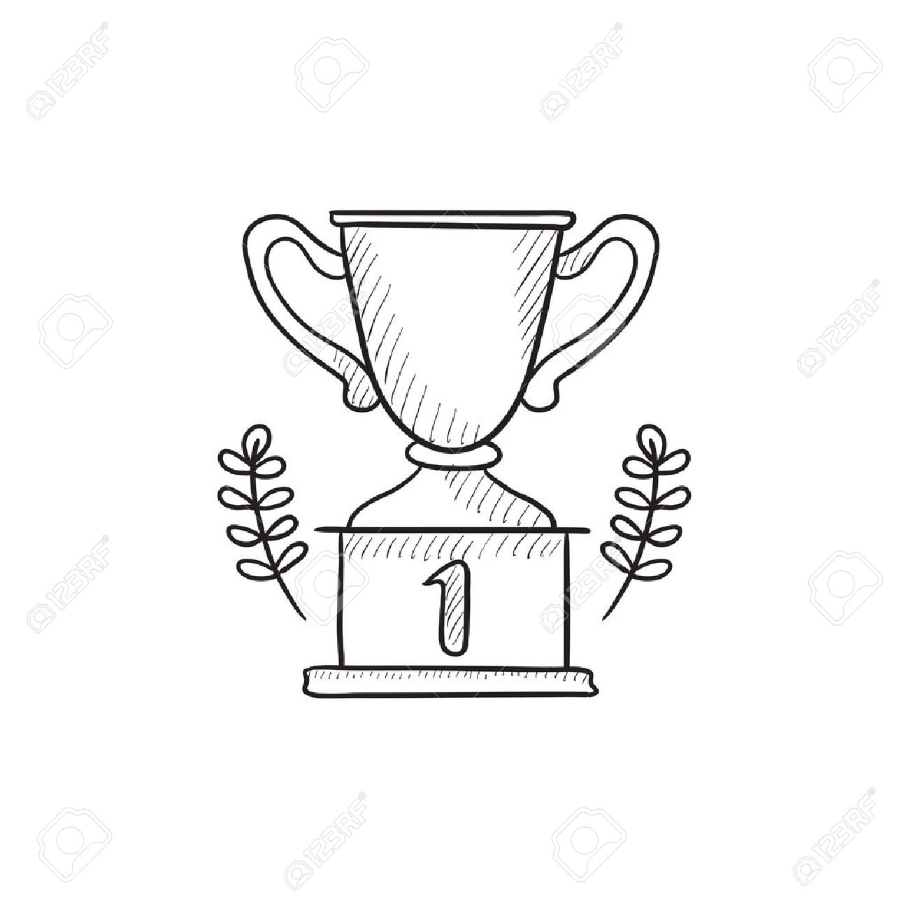 1300x1300 Trophy Vector Sketch Icon Isolated On Background. Hand Drawn