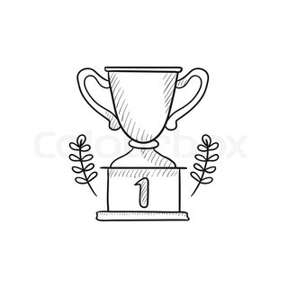 320x320 Trophy Line Icon For Web, Mobile And Infographics. Vector Red Thin