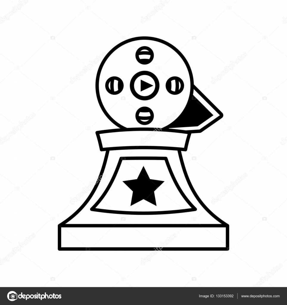 963x1024 Movie Industry Trophy Awards Outline Stock Vector Djv