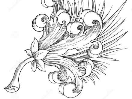 440x330 Tropical Flowers Clipart Black And White