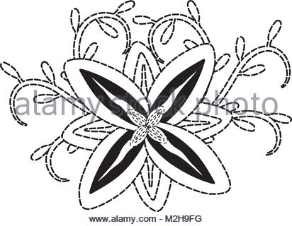 412x320 Flowers And Leaves Of Tropical Plants, Vector, Doodle Set Stock
