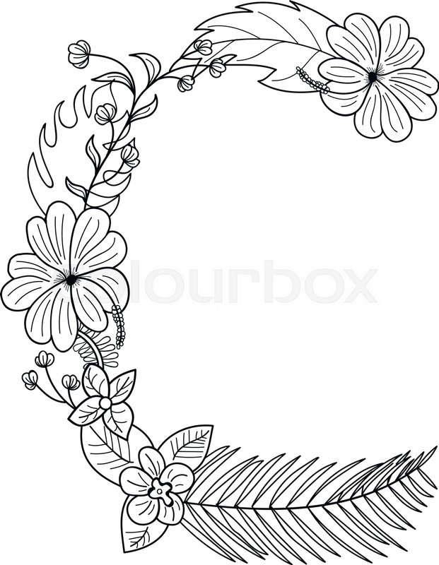 621x800 Tropical Floral Summer Pattern Hand Drawn Ornamental Font