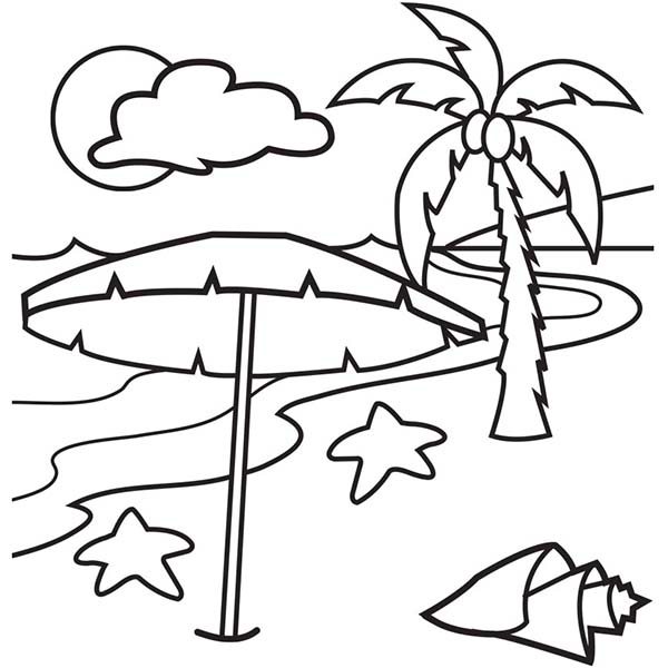 600x600 A Lovely Beach On Tropical Island Coloring Page