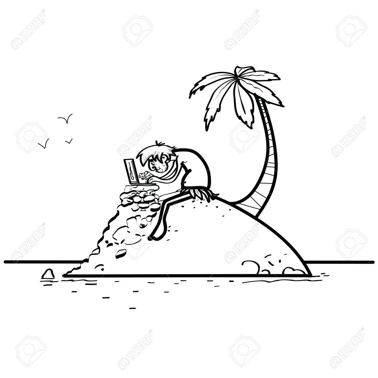 1300x1300 Robinson With A Laptop. New Technologies. Mobile Internet