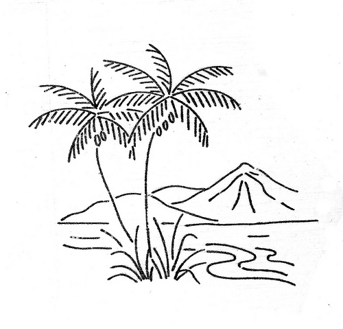 500x479 Tropical Island Clipart Black And White