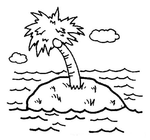 600x559 A Scenic Tropical Island With Sandy Beach Coloring Page